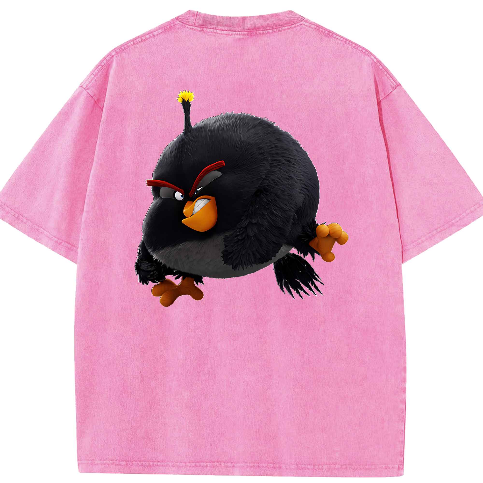 （画像用） Angry Birds アングリーバード 綿100% ヴィンテージ風 半袖Tシャツ（背面プリント）